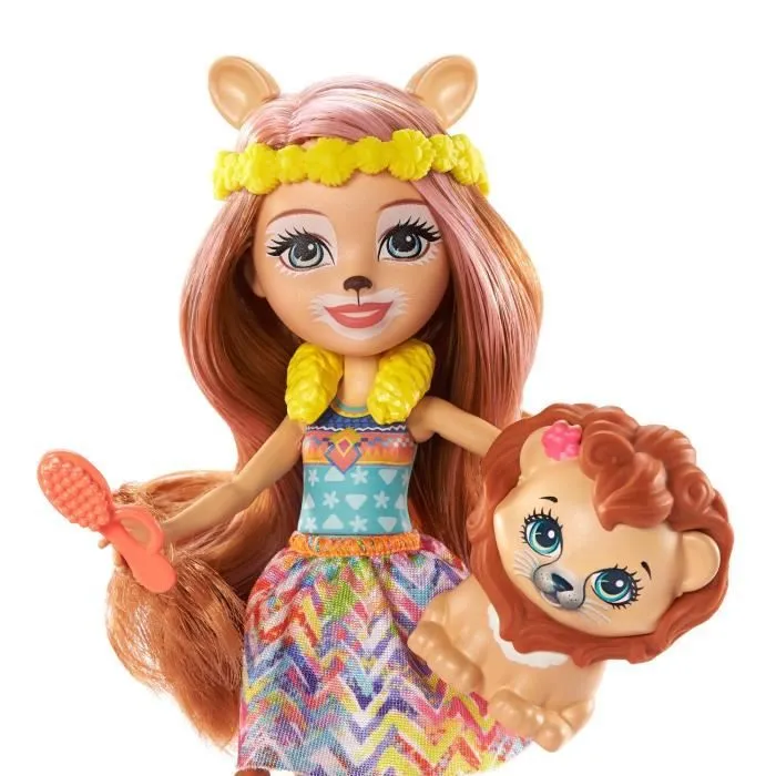 Enchantimals - Coffret Salon de Coiffure de Lacey Lion - Mini-poupée - Dès 4 ans - Rose - 13 accessoires-1