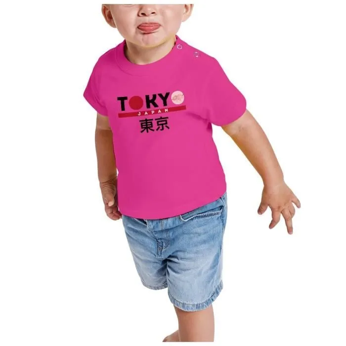 T-shirt Bébé Manche Courte Rose Tokyo Japan Japon Asie Culture Ville Sakura-1