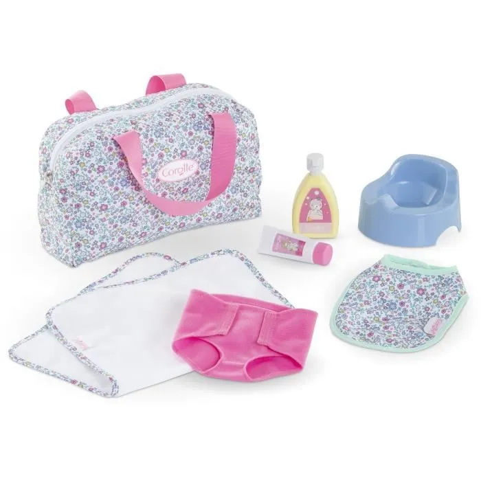 Accessoires poupons - COROLLE - Coffret Accessoires à Langer Floral - 7 accessoires - dès 2 ans-0