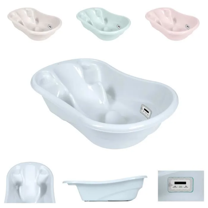 Kikkaboo baignoire pour bébé Hippo, anatomique, 94 cm, thermomètre intégré [Bleu]-0