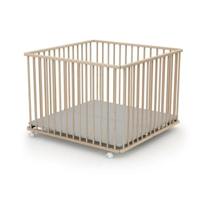 Parc pliant en bois Brut - 100 x 100 cm - FORMULA BABY - Parc bébé - Mixte - Blanc-0