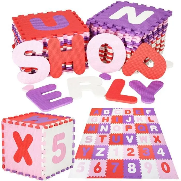 Tapis de jeu éducatif SPRINGOS® 36 puzzles lettres colorées pour bébés 175x175cm en mousse-3