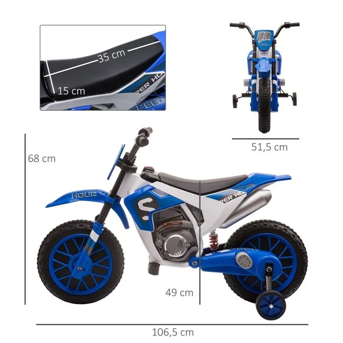 HOMCOM - Moto électrique pour enfants - PP - 106.5x51.5x68cm - Bleu-3