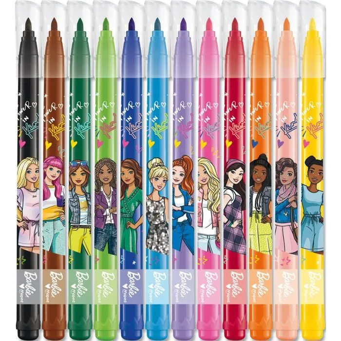 Coffret coloriage - Maped - Barbie - 12 crayons - 12 feutres - 5 feuilles de coloriage-1