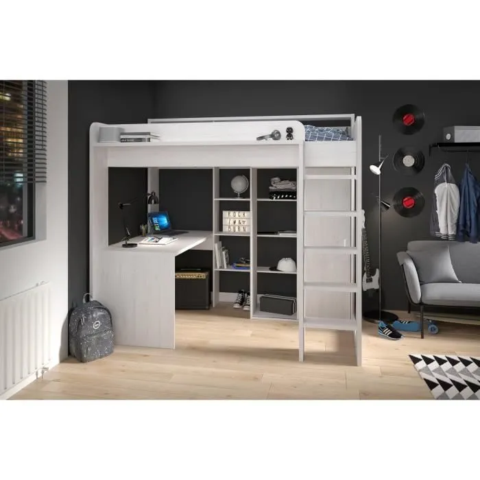Lit combiné mezzanine enfant PARISOT Lena - Pin Petterson - Sommier inclus - 90 x 200 cm-4