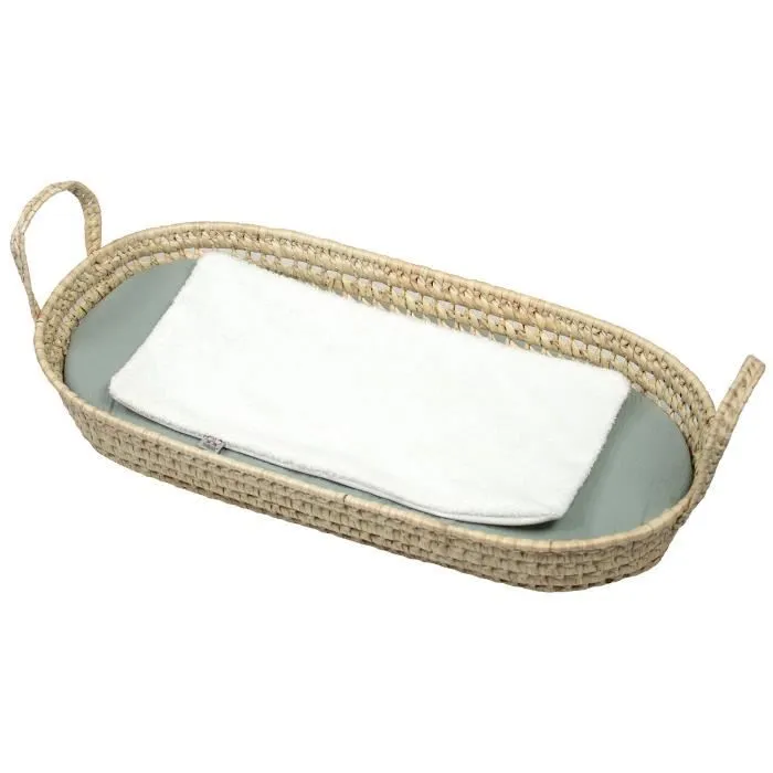Set Panier à langer : panier + matelas + drap-housse + tapis de change JEANNE Vert de gris 77 x 36 77 x 36 Vert de gris-0