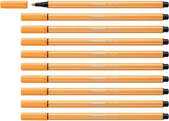 Feutres Stabilo - 68/85 - Feutre dessin - Pen 68 - Lot x 10 feutres de coloriage pointe moyenne - orange papaye-0