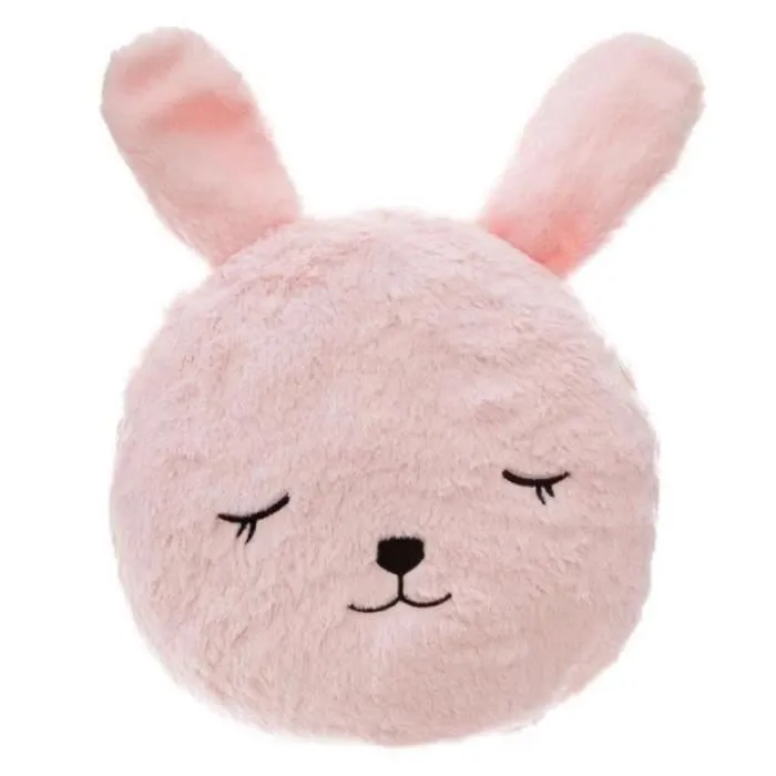 Coussin Déco Rond Enfant 'Lapin' 27cm Rose - YWEI - Chambre - Synthétique - Intérieur-0