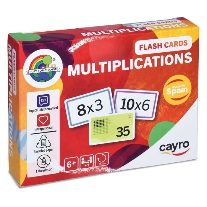 Cayro - Cartes Flash Multiplications - Jeu de Cartes de Multiplication - Tables de Multiplication de 1 - 10 - Apprendre de maniére l-0