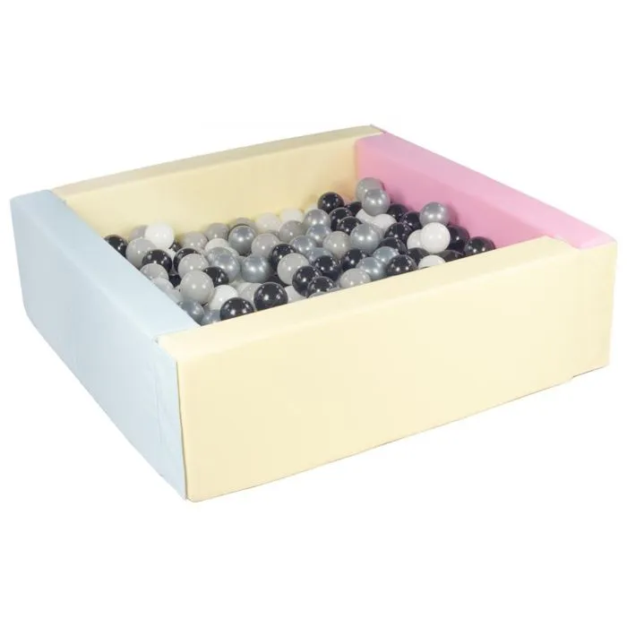 Piscine à balles carrée Velinda - 200 balles - rose, bleu, jaune/noir, blanc, gris - Mixte - A partir de 9 mois-0