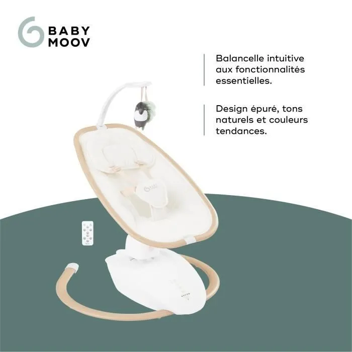 Babymoov Balancelle Bébé Swoon Hoop - Télécommande incluse, Ultra Confort, Design Épuré, Assise Rotative 90°, Arche de jeux-2
