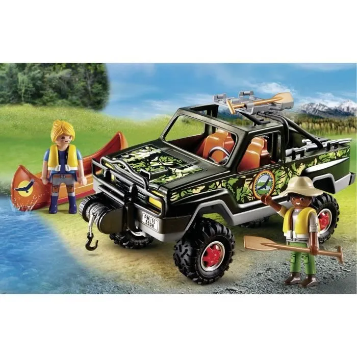 PLAYMOBIL - Pick-up des aventuriers - Wild Life - 2 personnages - Canoë flottant - A partir de 4 ans-2
