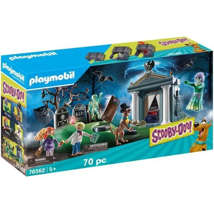 PLAYMOBIL - SCOOBY-DOO! Histoires au Cimetière - 3 personnages - cercueil magique - accessoires-0