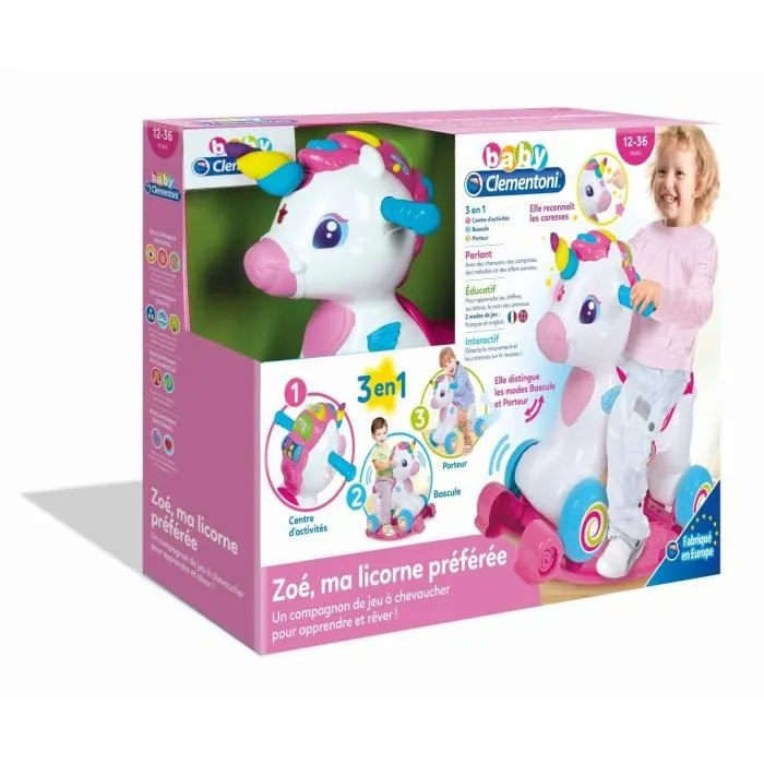 Licorne à Bascule et Porteur Zoé Ma Licorne Préférée de Baby Clementoni-3