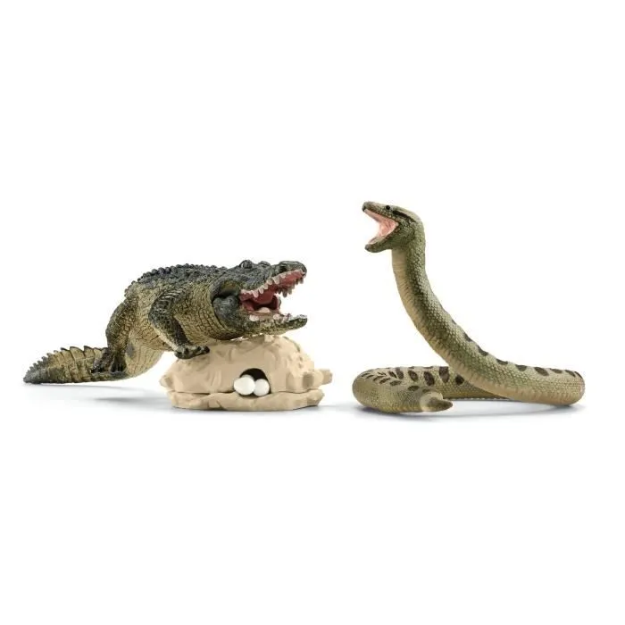 Coffret Duel Aligator/Anaconda, figurines animaux sauvages, Schleich 42559 Wild Life, Pour enfant dès 3 ans-1
