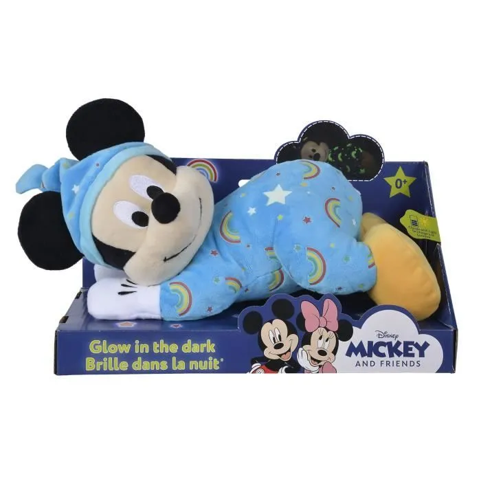 Disney Peluche Mickey 'Brille dans la nuit' Bleu (L30cm x L18cm x H26cm)-3