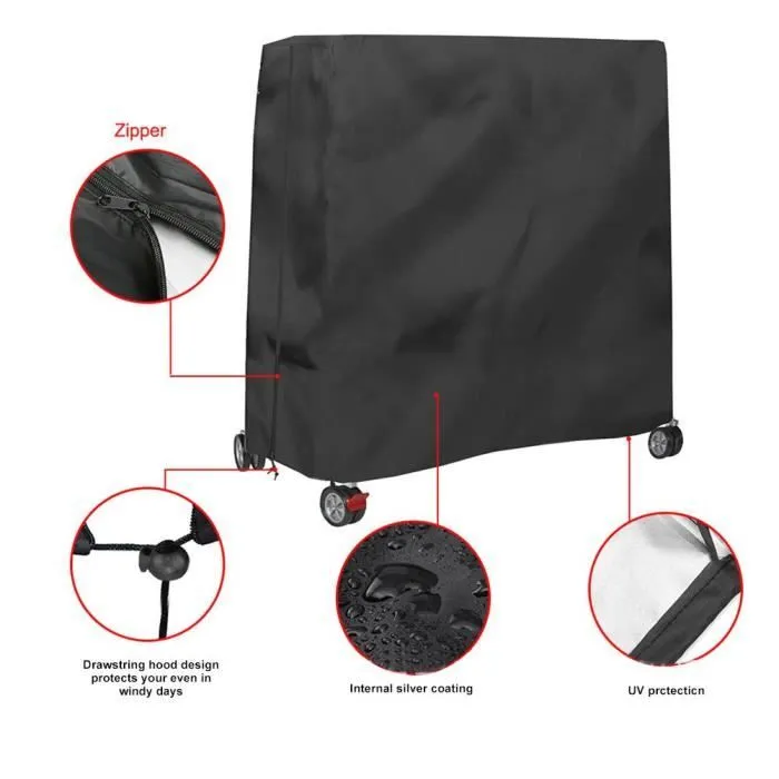 Housse pour Table de Ping Pong, Étanche, Résistance au Vent, Anti-UV, Oxford Bâche de Protection Table de Tennis de Table - Noir-1