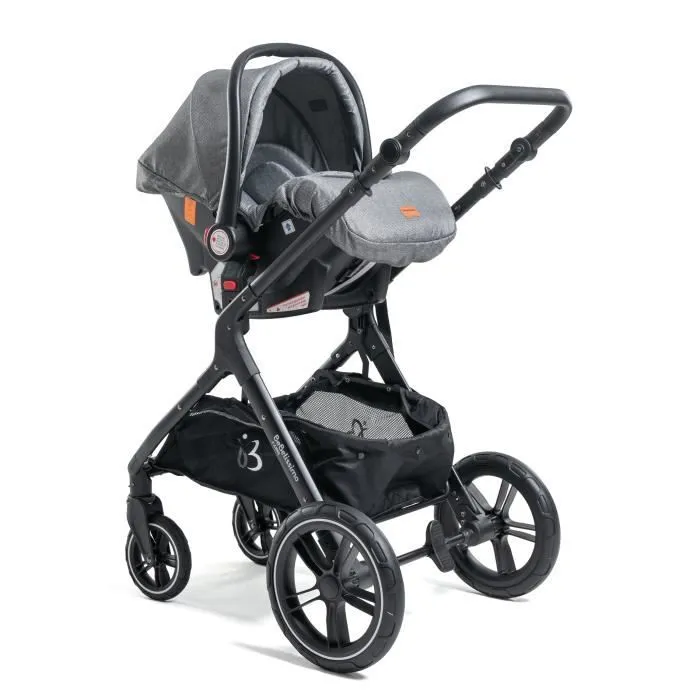 BEBELISSIMO - Poussette combinée trio 3 en 1 - siège auto 0m – nacelle – dès la naissance – jusqu’à 22kg – Premium - gris-2