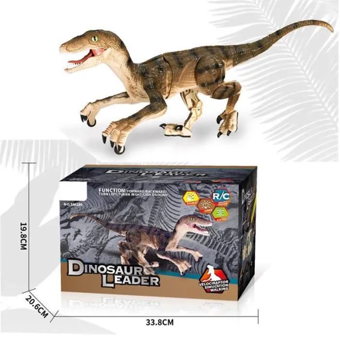 Jouet dinosaure télécommandé, avec lumière et son, jouet dinosaure électrique réaliste, cadeaux de Noël pour enfants -Brun-0