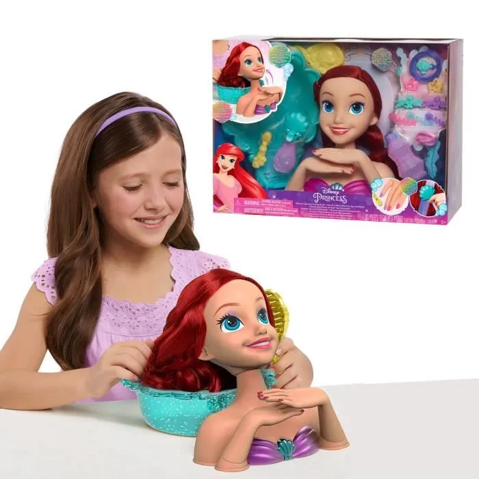 Disney Princesses - Tête à Coiffer Deluxe - Spa Ariel - Jouet Enfant avec Accessoires-2