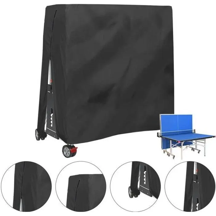 Housse pour Table de Ping Pong, Étanche, Résistance au Vent, Anti-UV, Oxford Bâche de Protection Table de Tennis de Table - Noir-0