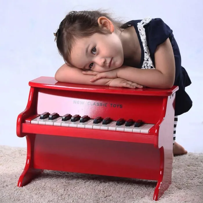 Piano en bois pour enfant - NEW CLASSIC TOYS - E-Piano 25 touches junior - Amplificateur intégré - Rouge-1
