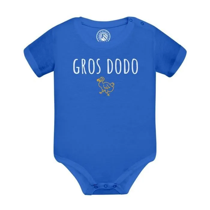 Body Bébé Manche Courte Bleu Gros Dodo Blague Humour Animal Insomnie-0