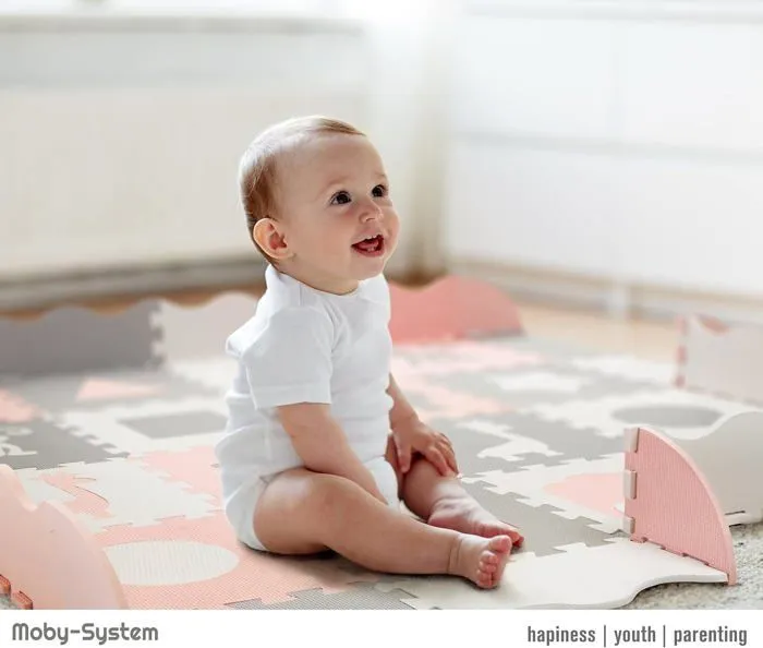 Moby-System Tapis d'Eveil Bébé 150 x150 x1 CM- Tapis de Puzzle en Mousse EVA - Tapis de Jeu avec Rebords sans Odeur--1