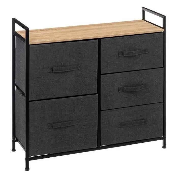 Meuble de rangement 5 tiroirs 83 cm - Gris foncé-0
