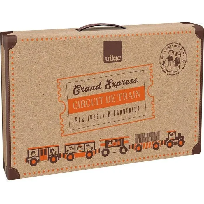 Circuit de train en bois Grand Express - Vilac - 40 pièces - Multicolore - Mixte - A partir de 3 ans-3