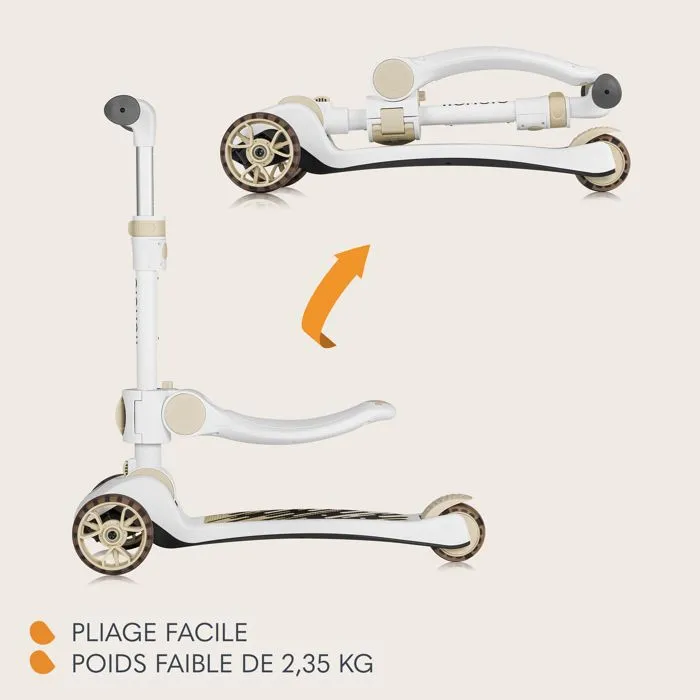 Draisienne trottinette enfant evolutive LIONELO Franky - Grandes roues éclairées - Jusqu’à 50 kg - Avec panier - Beige-4
