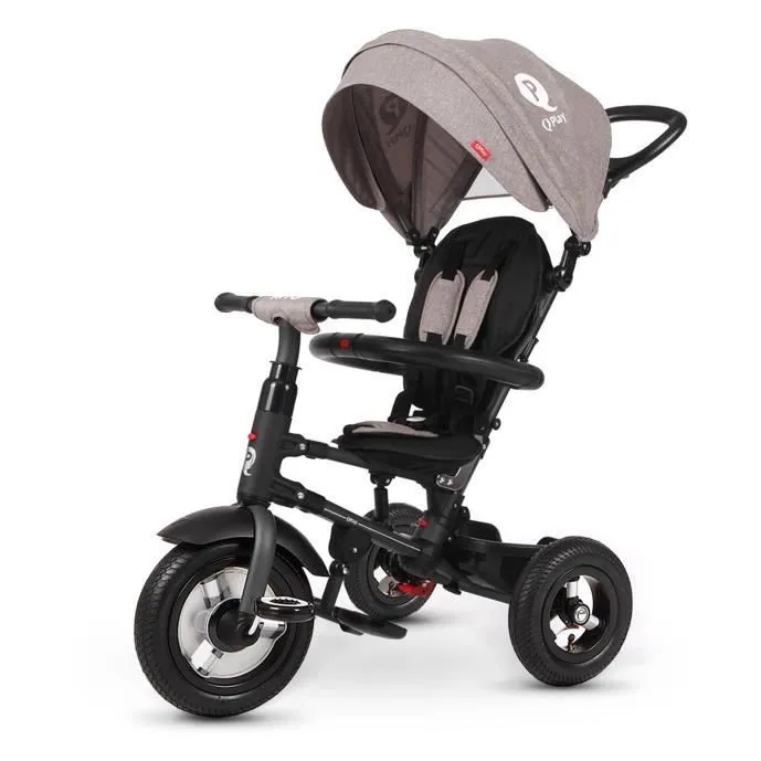 Tricycle QPlay Rito Air Junior - Pliable - Gris Acier - Absorption des Chocs - Mixte - 10 mois+-0