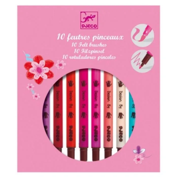 Feutres pinceaux - Spécial Filles - 10 couleurs - Pointe extra-fine - Pinceau extra-soft - Enfant-0