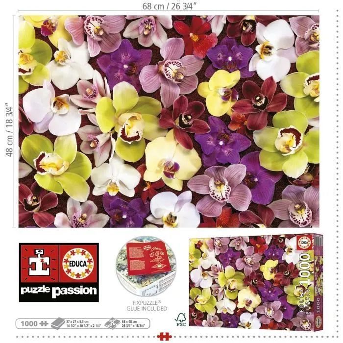 Puzzle 1000 pièces - COLLAGE ORCHIDÉES - EDUCA - Nature morte et objets - Mixte - Espagne-2