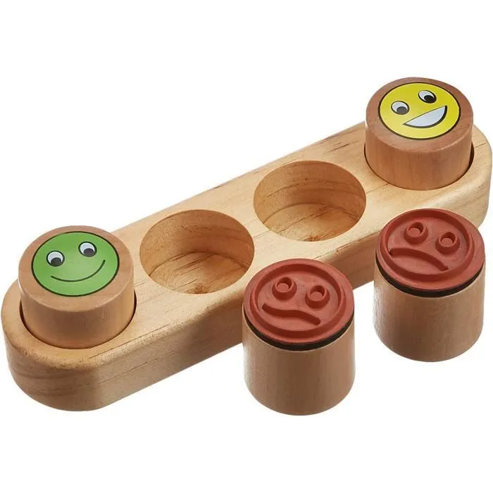 Tampon à imprimer pour enfants - CREA LIGN Cl92 - Notation 4 Smiley Couleur-2