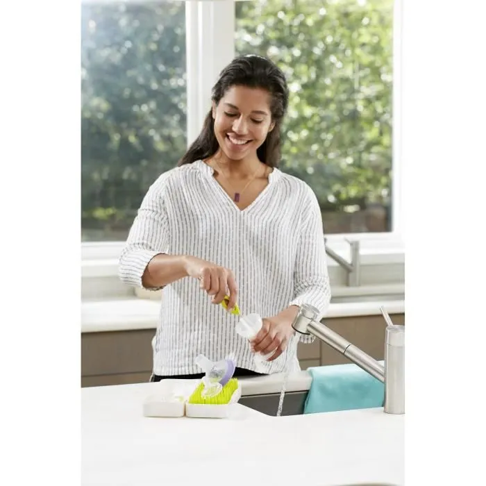 Egouttoir et Lave-Biberon de Voyage Trip - BOON - Mixte - Dès la naissance - Vert et blanc - Silicone-3