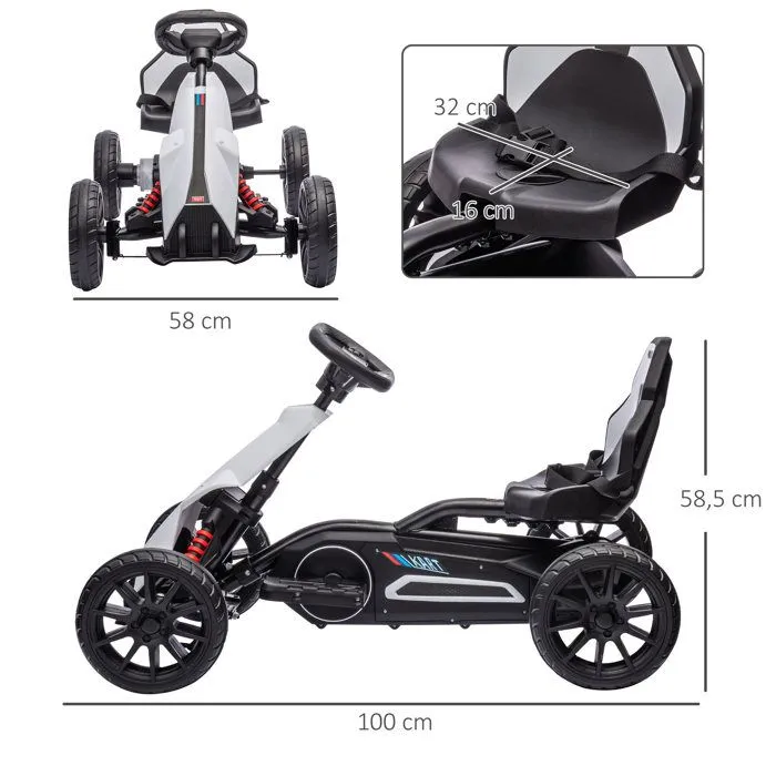 Kart électrique pour enfant HOMCOM 12V - Vitesse réglable 3-5km/h pour enfants de 3 à 8 ans - siège réglable - blanc-3
