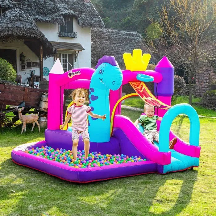 Château Gonflable avec Toboggan et Piscine - OUTSUNNY - Pour Enfants +3 Ans - Multicolore-2