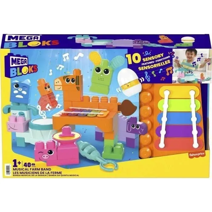 MEGA BLOKS-Les Musiciens de la Ferme-Jouet sensoriel (45 pcs) HPB46-2