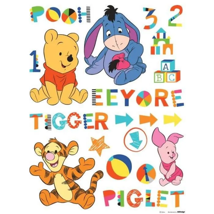 Sticker Décor mural - Disney Baby - Pooh - 65x85 cm - PVC auto-adhésif - Amovible et réutilisable-0