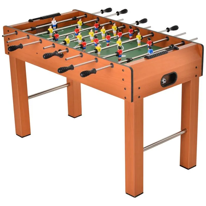 Baby-foot table de Babyfoot jeu de football dim. 122L x 61l x 80H cm 2 balles fournies MDF imitation bois acajou-0
