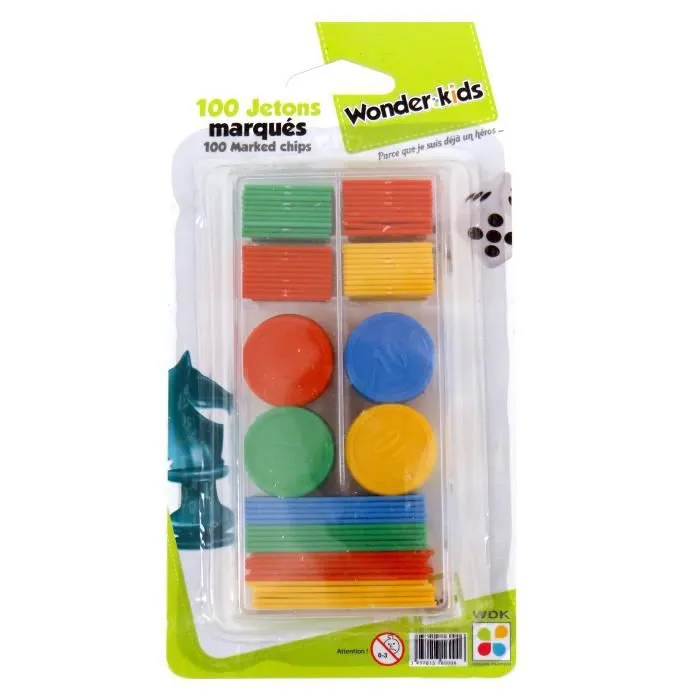 Jeu de Cartes - COFALU - Boîte 100 Jetons Marques - Mixte - A partir de 3 ans-0