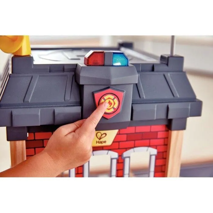 Jouet - HAPE - Grande caserne de pompiers - Rouge et gris - Mixte - Lego City - A partir de 3 ans-4