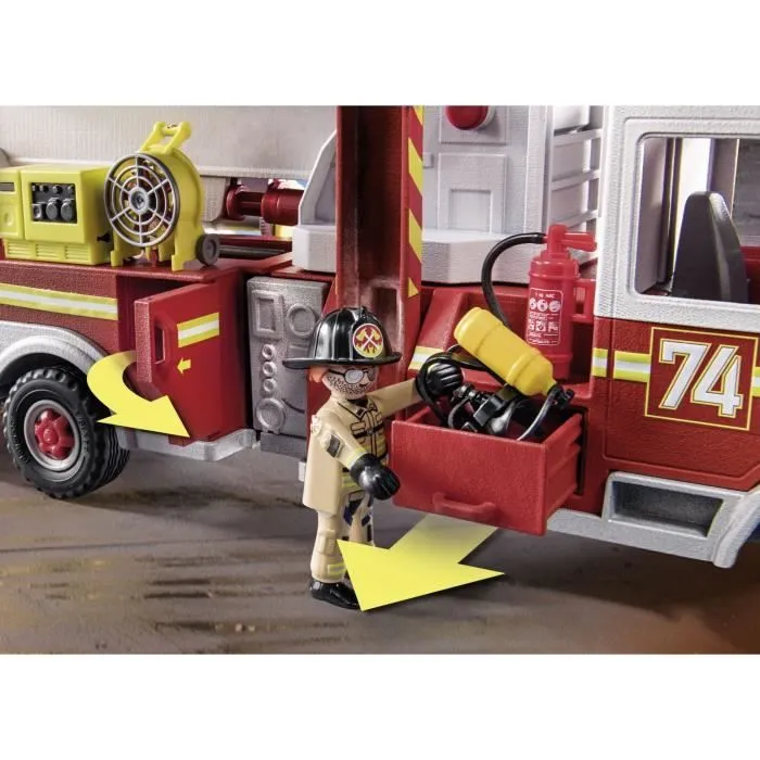 PLAYMOBIL 70935 Camion de pompiers avec échelle, City Action, Les pompiers, 113 pièces, Dès 5 ans-5