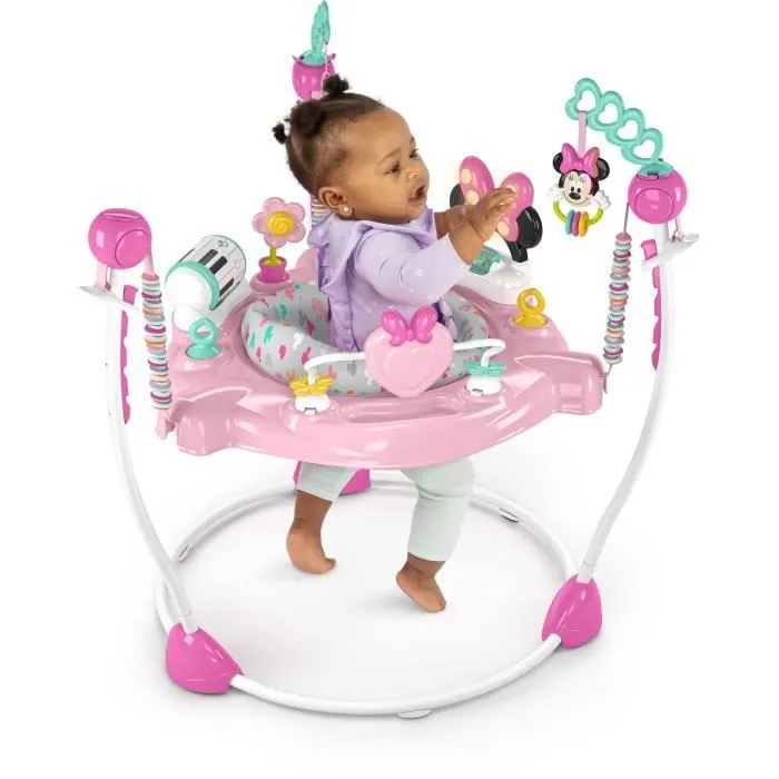 DISNEY BABY Aire d'éveil bébé multi-jouets, siège sauteur à rebonds évolutif, pivotant à 360° - Minnie - 10 jeux interactives Disney-2