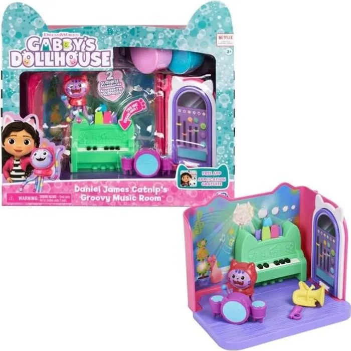 Gabby et la Maison Magique - Playset Deluxe La Salle de Musique de DJ Miaou - 1 figurine + accessoires-0