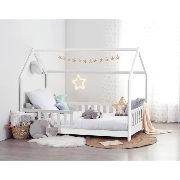 Lit cabane - Laïba Kids - Oasis Blanc - 90x190 cm - Matelas inclus - 1 place-1