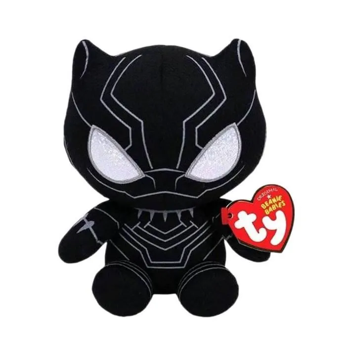 Peluche Black Panther TY - Marvel - 15 cm - Pour Enfant dès 3 ans - Intérieur-0