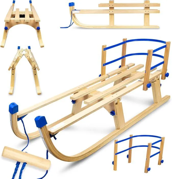 Luge pliante en bois avec dossier Gagadumi Arctis II – Robuste, compacte, idéale pour enfants, neige et aventures hivernales.-0
