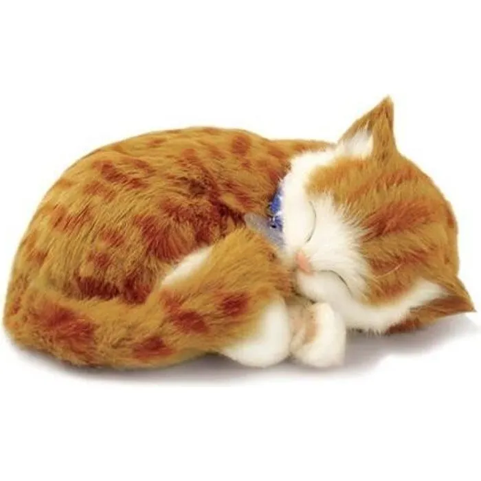 Peluche Interactive - Chat Tabby Orange - Perfect Petzzz - 65431 - Animal Qui Respire pour de Vrai - 25 cm-0